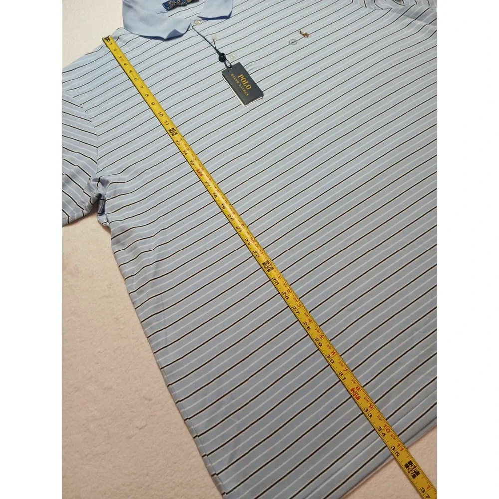 NWT Polo Ralph Lauren Shirt Men 3LT Big & Tall Blue Striped Soft Cotton Polo